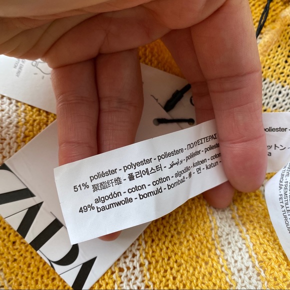 ☀️ ZARA TALL BOHO YELLOW WHITE STRIPE SHEER HIGH WAIST WIDE LEG PANTS! - Picture 11 of 16